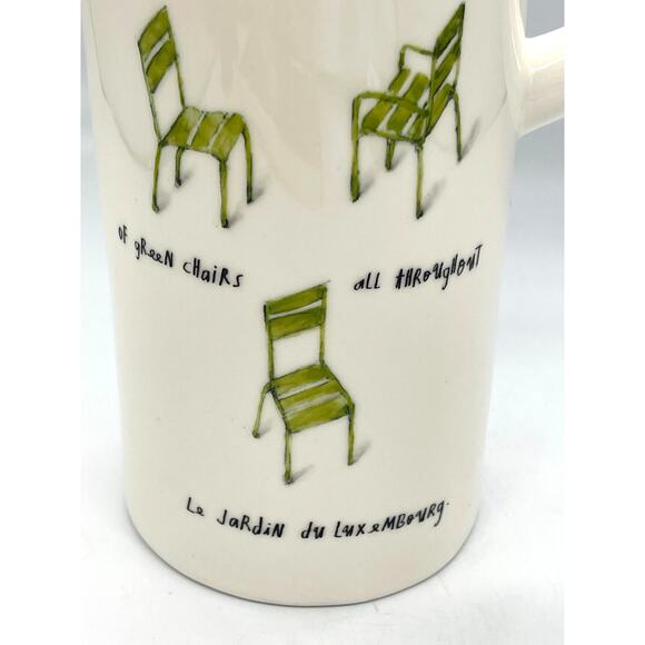 Rae Dunn French Sketch Boutique "The Scattering" Green Chairs Pitcher - Picture 7 of 12